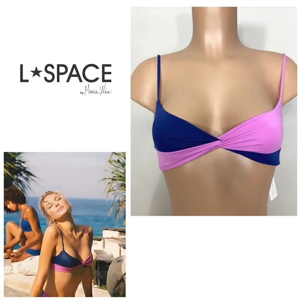 New. L*SPACE iris blue and pink bikini top. Small. Retails $110